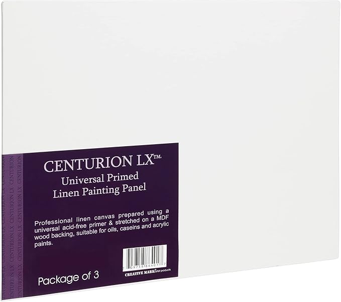 Centurion All-Media Primed Linen Panels - 4x6 3 Pack - 11oz Universal Primed Canvas Boards for Painting, Mounted on MDF Wood, Non-Warping, Ideal for Artists, Professionals, and Painters