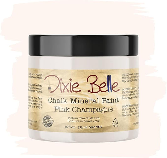 Dixie Belle Paint Company Chalk Finish Furniture Paint - Pink Champagne (16 Fl Oz) - Matte Pale Pink Chic Chalk Mineral DIY Furniture Paint