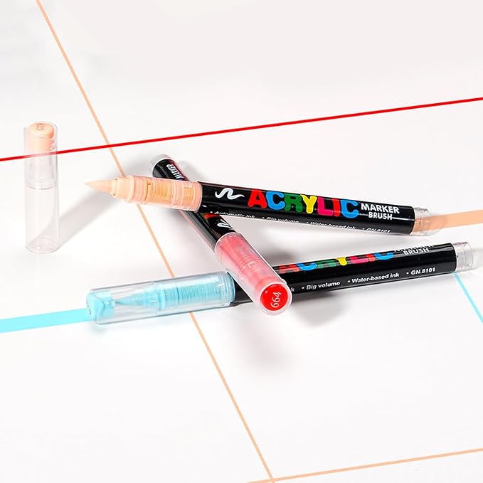 Acrylic Paint Markers Pens, 48 Vivid Colors Acrylic Markers Set,Direct Liquid Type, Stackable Color, Odorless Soft Head，Markers for School，Tooli Art ，Fabric & Creative Crafts (48)