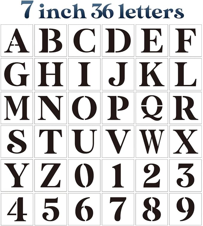 7inch Letter Stencils for Painting on Wood,Alphabet Stencils Drawing Stencil Letters Numbers Stencils for Wall Wood Signs Home Porch
