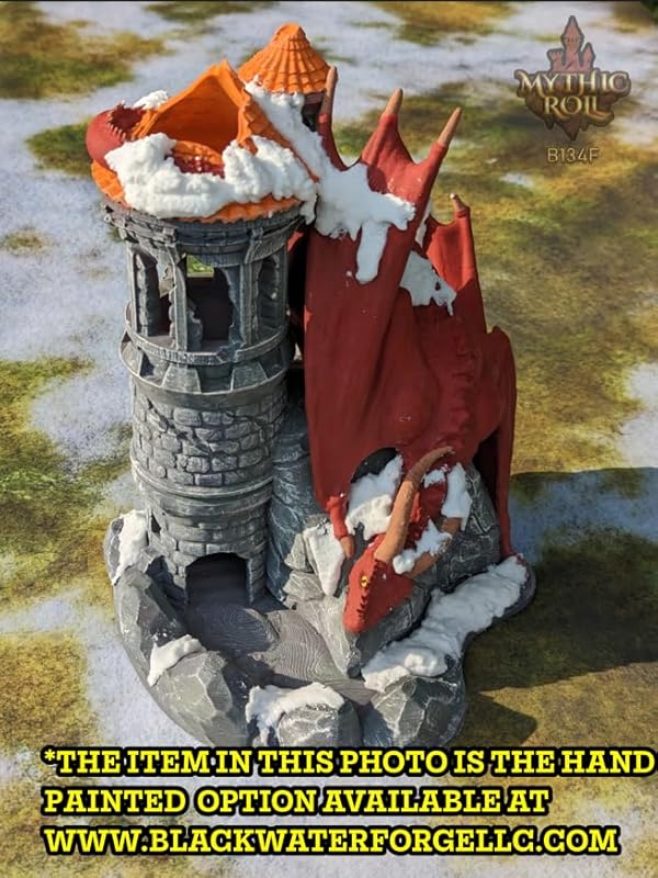 Dragon 3D Printed Dice Tower - Mythic Roll Collection - Unchained Games - Ascend to New Heights with your Rolls! (31.) Glow in Dark-Blue)