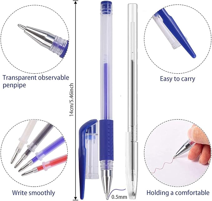 ELANE 16 Pcs Heat Erasable Fabric Marking Pens with 48 Refills, Heat Erasable Fabric Marker Set for Sewing, Quilting, and Tailoring