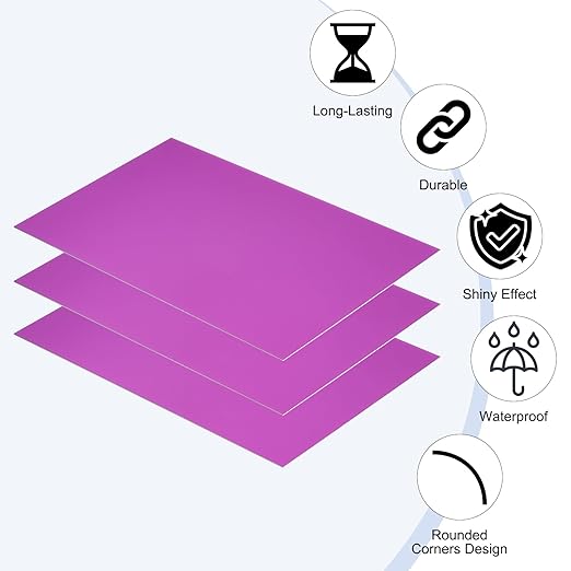 PATIKIL 6x10 Inch Anodized Aluminum Sheet Metal, 5Pcs Laser Plates Engraving Blanks 0.5MM Thin Rectangle for Crafting DIY House Laser Engraving, Purple
