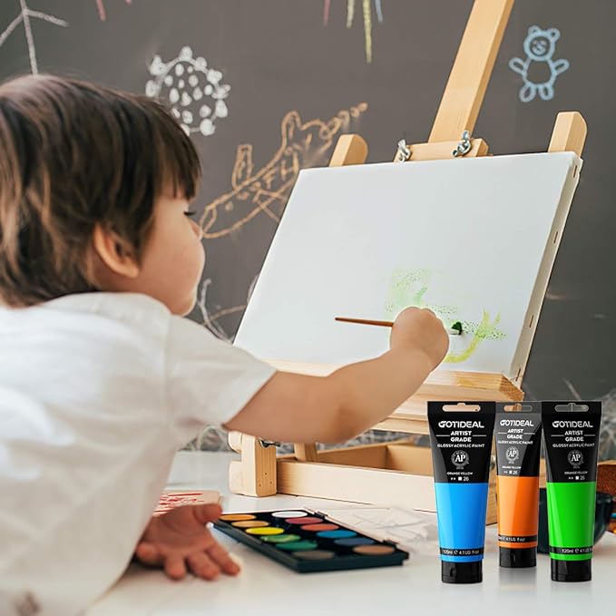 GOTIDEAL Acrylic Paint Metallic Gold 24K Tubes(120ml, 4.1 oz) Non Toxic Non Fading,Rich Pigments for Painters, Adults & Kids, Ideal for Canvas Wood Clay Fabric Ceramic Craft Supplies (Gold)