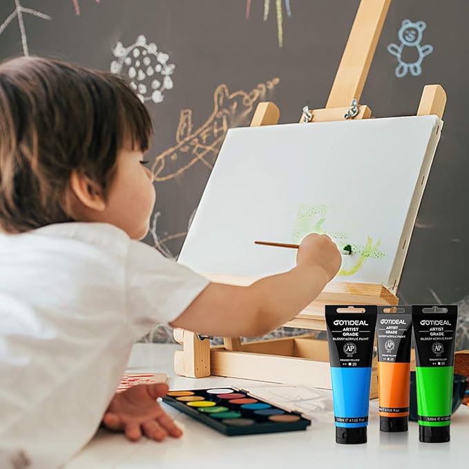GOTIDEAL Acrylic Paint Titanium White Tubes(250ml, 8.79 oz) Non Toxic Non Fading,Rich Pigments for Painters, Adults & Kids, Ideal for Canvas Wood Clay Fabric Ceramic Craft Supplies