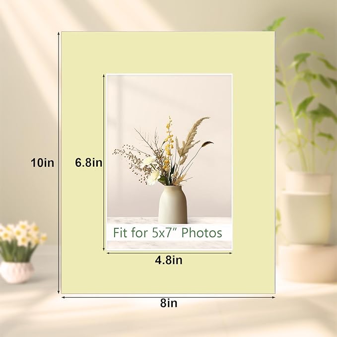Egofine 14 Packs Picture Frame Mats, 8x10 Picture Mats for 5x7 Photos, Acid-Free Mixed Colors Pre-Cut Photo Board for Photos, Prints, Artworks