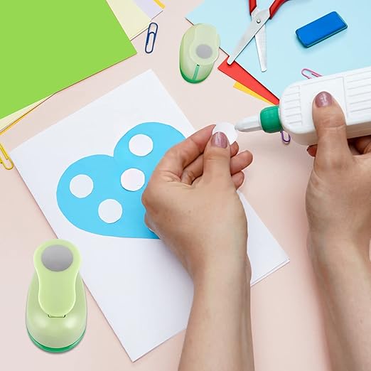 UCEC Circle Hole Punch, Paper Punches for Crafting, 3/8+5/8+1 Inch Circle Punches, Heart Hole Punch, Shape Puncher Cutter for Paper Crafts Scrapbooking, 6Pcs