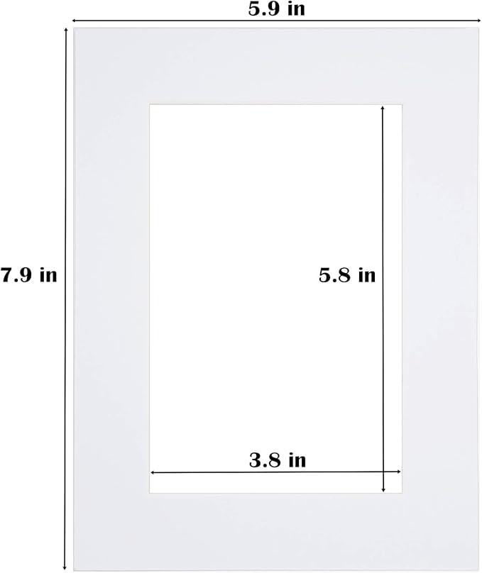 Egofine 6x8 White Picture Mats, Frame Mattes for 4x6 Pictures, Acid Free, 1.2mm Thickness, with Core Bevel Cut - Pack of 14