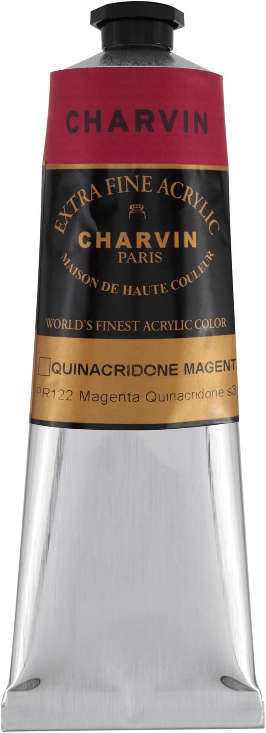 Charvin Extra Fine Professional Acrylic Paint - Quinacridone Magenta, 150ml Tube, Triple-Milled, Lightfast Pigments, Open Stock Artist Acrylic Paints in Nature-Inspired Hues