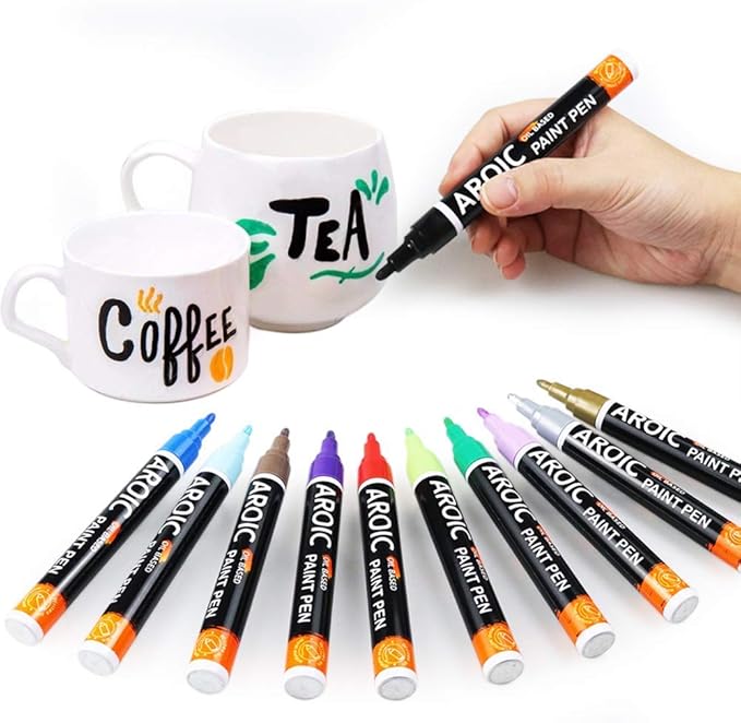 AROIC 48 Pack Oil-Based Paint Markers Medium Tip - Low Odor Rock Painting Pens for Wood, Metal, Plastic, Glass, Canvas, Ceramic Surfaces | 2025 Artist Professional Kit
