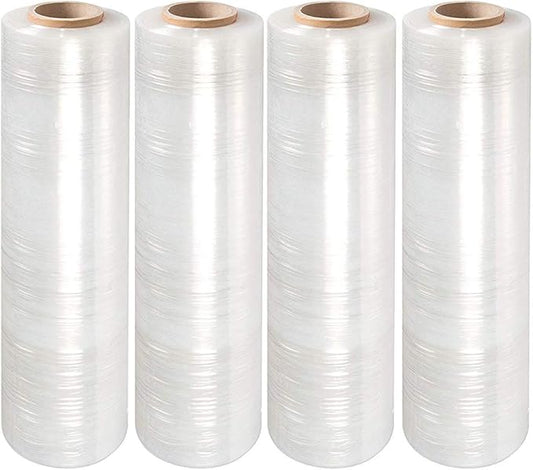 PackageZoom 8 Rolls 15" x 1500 Ft Stretch Wrap Heavy Duty, 55 Gauge High Performance Stretch Film Replaces 80 Gauge Low Films, Clear Hand Stretch Wrap