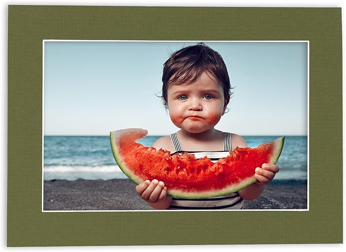 5x7 Mat for 8.5x11 Frame - Precut Mat Board Acid-Free Show Kit with Backing Board, and Clear Bags Dill Green 5x7 Photo Matte Made to Fit a 8.5x11 Picture Frame Matboard for Framing, Pack of 1 Mat