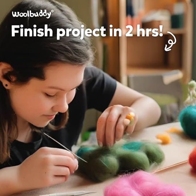 𝗪𝗼𝗼𝗹𝗯𝘂𝗱𝗱𝘆 𝗡𝗲𝗲𝗱𝗹𝗲 𝗙𝗲𝗹𝘁𝗶𝗻𝗴 𝗞𝗶𝘁 Fox Animal Project for Beginners and Adults – Includes Wool, 2 Felting Needles, and Instructions