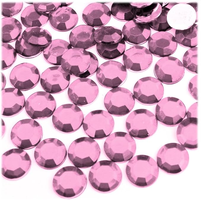 The Crafts Outlet 144pc Rhinestones Round 10mm - Flatback Hot Pink or Rose HPK