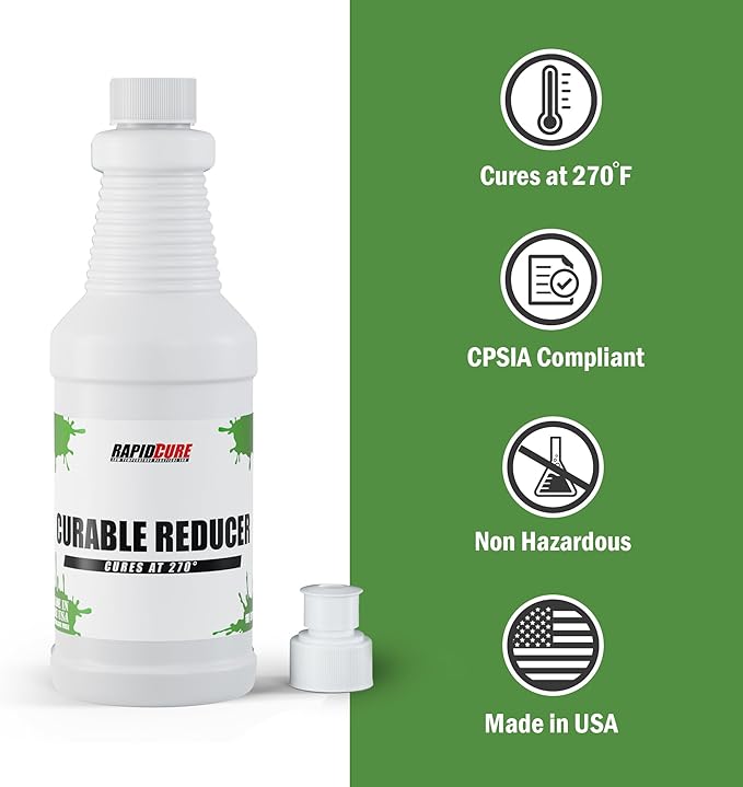 Rapid Cure® Plastisol Ink Curable Reducer (Quart - 32 oz.) - Screen Printing Ink Viscosity Reducer, Screen Printing Ink Thinner, Additive for Your Screen Printing Kit, Screen Printing Supplies