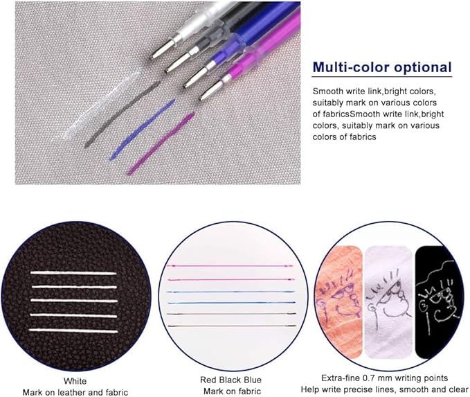 4 Colors Heat Erasable Pens: Fabric Marking Pens Auto-Vanishing Pen Sewing Friction Pens with 20pcs Replaceable Pen Refills for Sewing Quilting Dressmaking and Embroidery