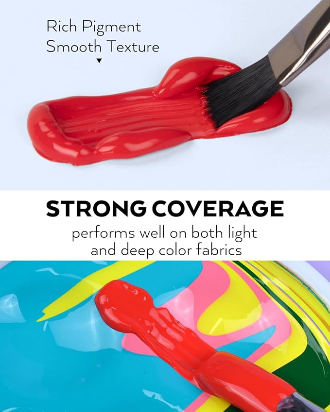 Nicpro 14 Colors Permanent Fabric Paint (16.9 oz, 500 ml) Soft Fabric Paint for Clothes, Non-Toxic Textile Paint for Fabric DIY Crafts, T-shirts, Shoes Jeans Bags Canvas for Adult with Color Wheel
