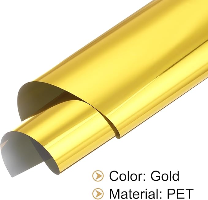 MECCANIXITY 50 Sheets Heat Reactive Foil, 20x29cm Gold Foil Transfer Sheets Toner Reactive Foil Transfer Foil Sheets Hot Foil Stamping Paper for Crafts DIY Cardmaking Album Decoration