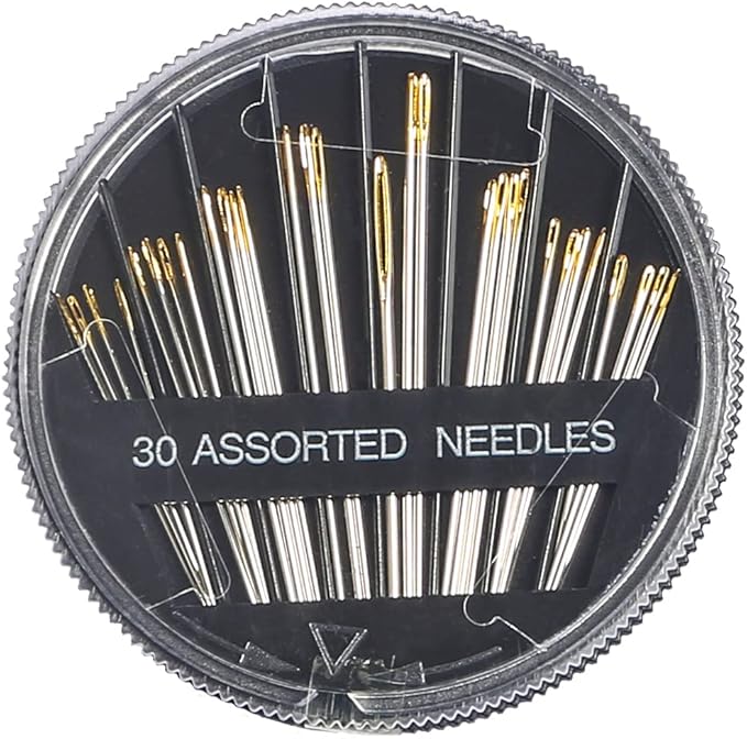 Eketirry Premium Hand Sewing Needles，30-Count Assorted Needles for Sewing Repair, 6 Different Sizes Sewing Needles with 2 Threaders (Black,1)