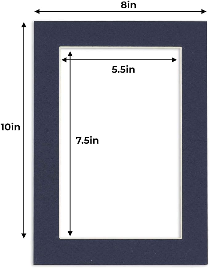 8x10 Mat for 6x8 Photo - Precut Navy Picture Matboard for Frames Measuring 8 x 10 Inches - Bevel Cut Matte to Display Art Measuring 6 x 8 Inches - Acid Free ONE MAT
