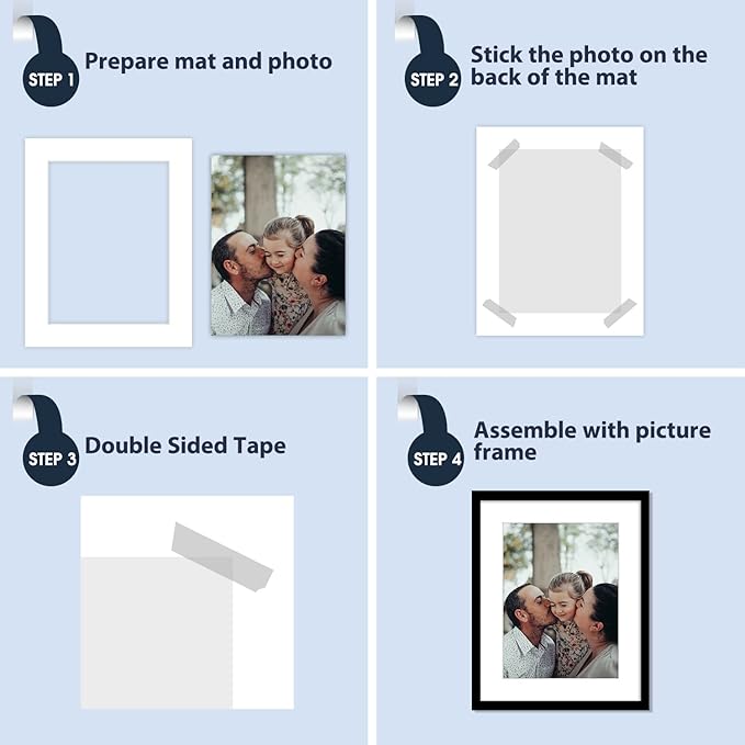 Mat Board Center, Pack of 20, 16x20 for 12x16 White Photo Picture Mats - Acid Free, 4-ply Thickness, White Core - for Pictures, Photos, Framing