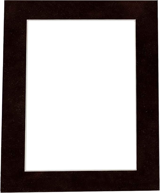 Pack of Ten Acid Free 8x10 Mats Bevel Cut for 5.5x8.5 Photos - Black Suede Precut Matboards With Backing Boards and Self Seal Photo Mat Bags For Pictures, Photos, Framing - 4-ply Thickness