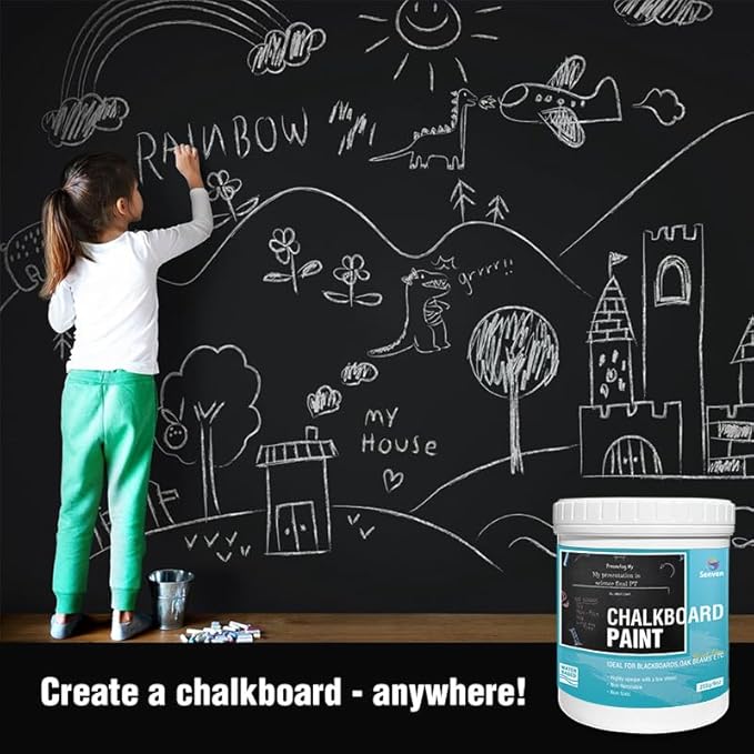 Chalkboard Paint White Chalk Board Paint for Wood, Metal, Glass, Wall, Plaster Boards Sign, Frame Any Surface White Matte Finish, Acrylic Non-Toxic, Quick-Dry - 250g, 9oz, Cover 35 sf