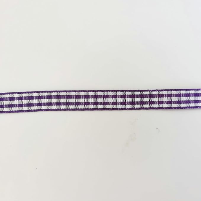 Micomon Dark Purple and White Woven Edge Plaid Ribbon 100% Polyester Gingham Ribbon 25 Yards Each Roll (3/8",Grape)