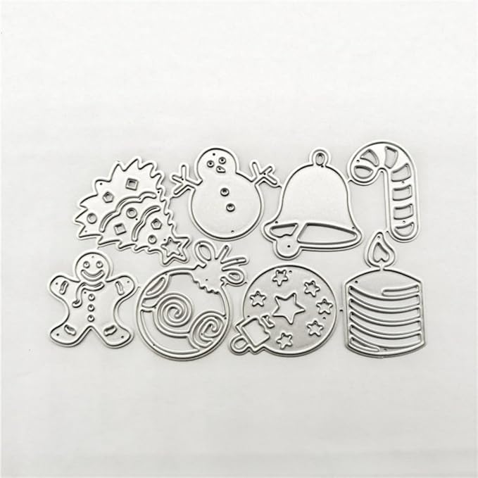 Mvchifay Cutting Dies Happy Birthday Metal Stencils Scrapbooking Tool DIY Emboss Paper Card Making (Christmas Tree Snowman bell-12x7cm)