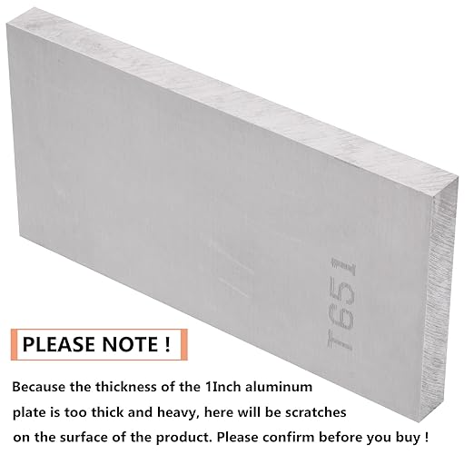 6061-T651 Aluminum Sheet 6 x 12 x 1Inch (25.4MM) Flat Plain Thickened Aluminum Plate with Protective Film, Industrial Grade