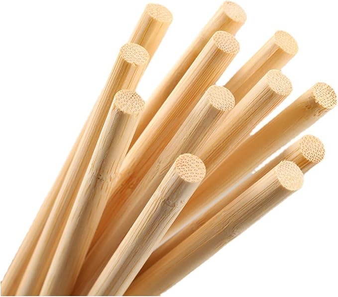 HOPELF 50PCS Bamboo Dowel Rods - 3/8 x 48 Inch, Craft Sticks, Cylindrical, Pack of 50
