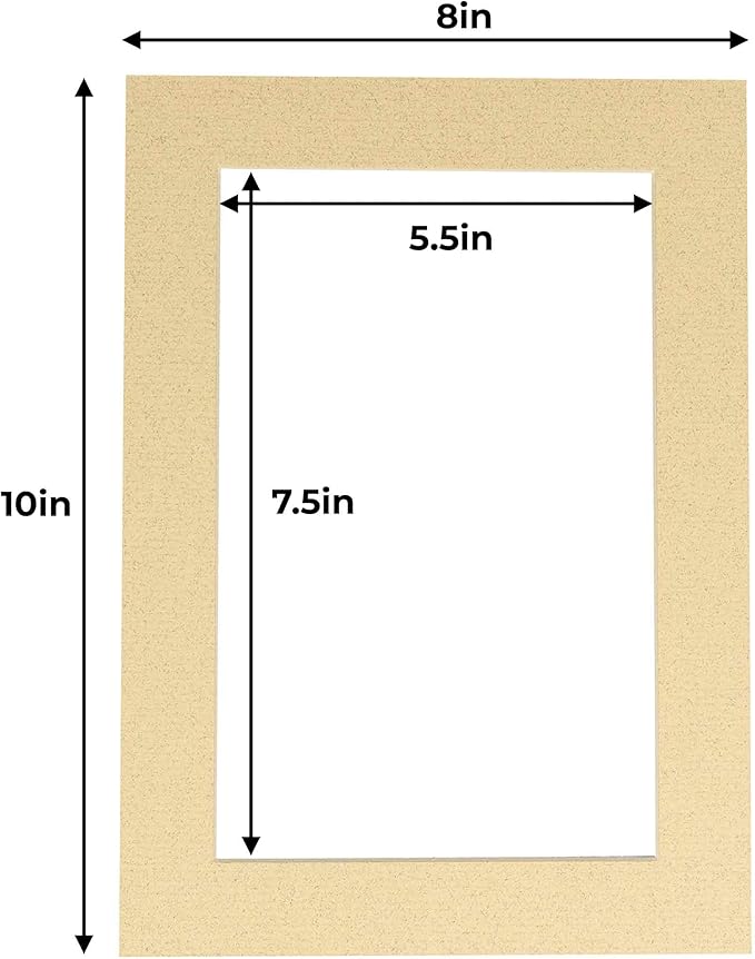 8x10 Mat for 6x8 Photo - Precut Tan Picture Matboard for Frames Measuring 8 x 10 Inches - Bevel Cut Matte to Display Art Measuring 6 x 8 Inches - Acid Free Pack of Ten MATS