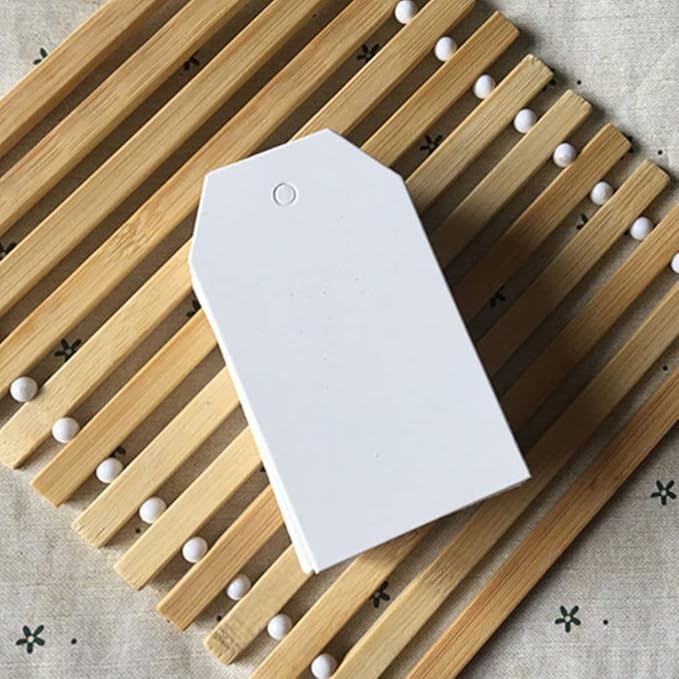 200 PCS Paper Gift Tags with Free 200 PCS Cotton Strings, Blank Hangtags for DIY Wedding Holiday Present(White)