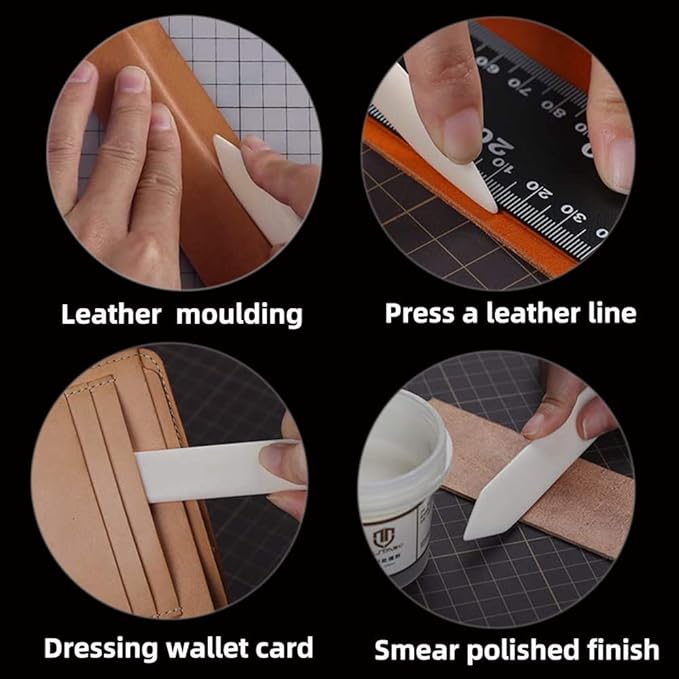 WUTA Genuine Bone Folder Leather Tools Scoring Folding Creasing Origami Paper Creaser Crafting Scrapbooking Tool for DIY Handmade Christmas Gift (2 Packs Arc Shape)