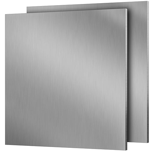2 Pcs 6061 Aluminum Sheet Metal with Protective Film 12 x 12 x 3/8 Inches Flat Plain Plate Heavy Duty Metal Sheets for Crafting Aluminum Square Panel for Industrial
