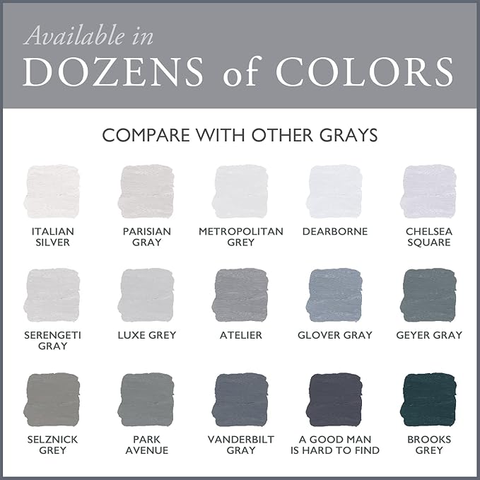 AMY HOWARD AT HOME Chalk-Based One Step Paint for Furniture, Cabinetry, Decor, Finish, and More | No Stripping, Sanding, or Priming | Dark Base | 32 Ounce | Brooks Grey