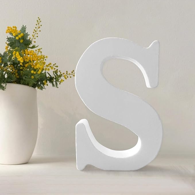Wood Letters 4.3 Inch, White Unfinished Wood Letters for Graft, Wooden Letters for Wall Decor, Standing Letters for Bedroom, Home, Birthday, Party, DIY Graft (S)