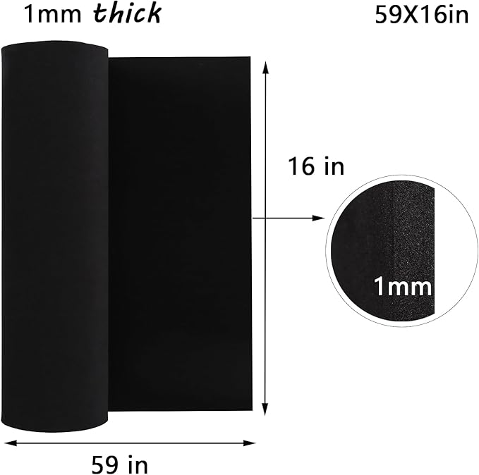 AMZQNART EVA Foam 1mm, Cosplay Foam 16x59 inch Black, High Density 90 kg/m³, for Craft Projects Cosplay Costumes, Fake Weapons, Decorations, Christmas, Easter, Thanksgiving, etc.