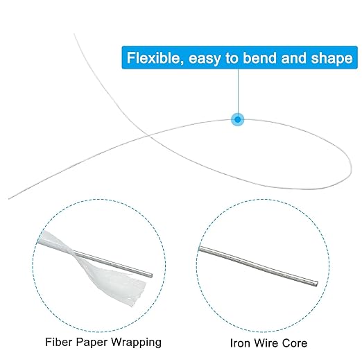 PATIKIL 30 Gauge 16" Floral Stem Wire, 100 Pcs Paper Wrapped Iron Artificial Flower Stem Accessories for DIY Bouquet Stem and Craft Decoration, White