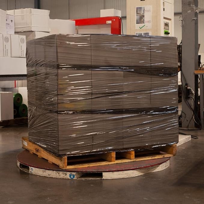 PSBM Black Stretch Wrap, 15 Inch x 1476 Feet, 8 Pack, Tinted Pre-Stretched Shrink Wrap Film for Moving, Packaging, Pallet Wrapping
