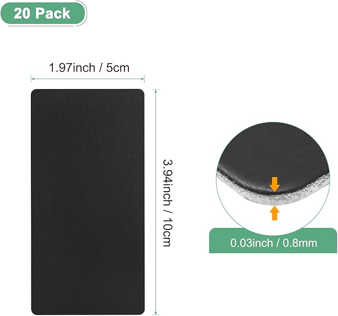 20-Pack Anodized Aluminium Laser Engraved Mount Metal Plate 4x2x0.03 Inch Engraver Blank Anodized Aluminum Sheets for DIY Laser Printing/Home/Office[Black]