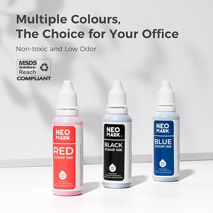 Premium Stamp Ink, Quick-Drying and AP-Certified Non-Toxic Refill Ink for Self-Inking Stamps, Date Stamps and Stamp Pads(Red, 1oz)