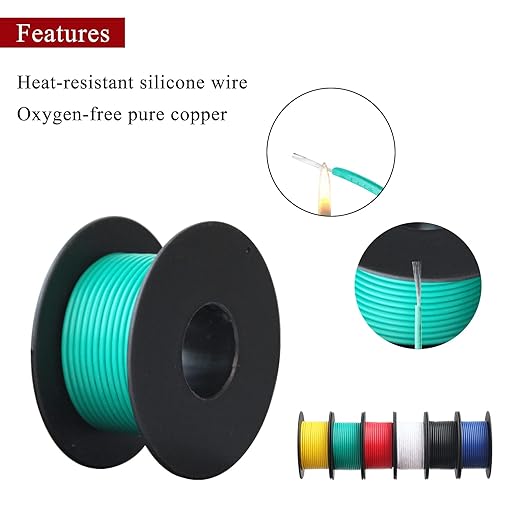 22 Gaug Electrical Wire,22 awg,22 awg Silicone Wire-XINWANG 22 Gauge Stranded Tinned Copper Wire with Silicone Insulation(OD: 1.9mm) 6 Colors,23ft Each, Hook Up Wire Kit