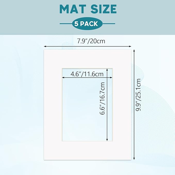 ZBEIVAN 8x10 White Picture Mats with Core Bevel Cut Frame Mattes for 5x7 Pictures - Pack of 5