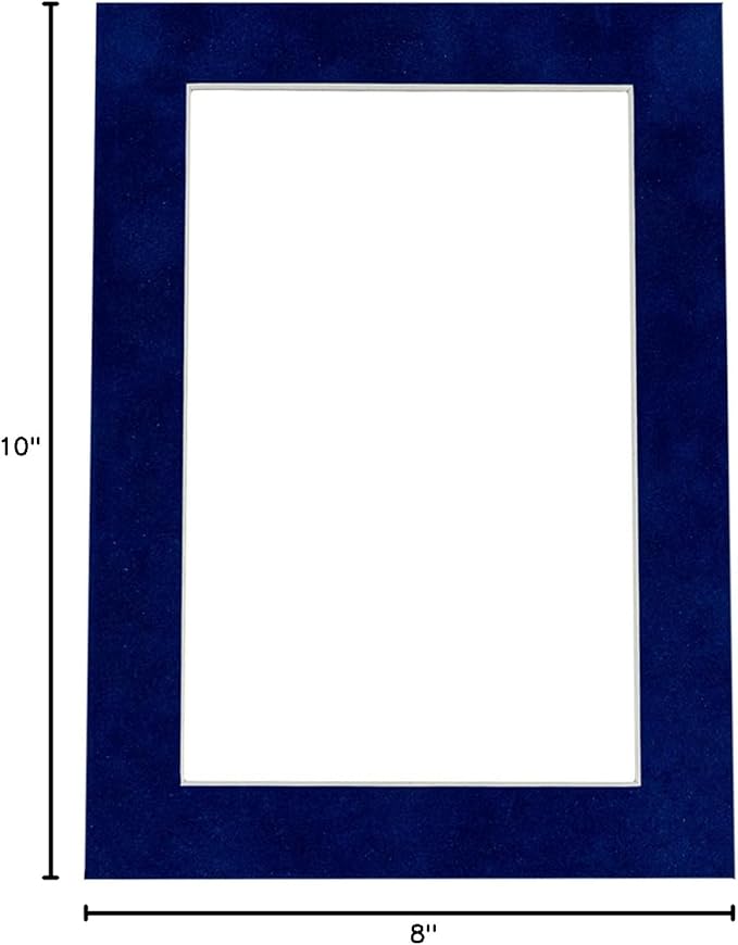 8x10 Mat Bevel Cut for 5x8 Photos - Acid Free Brooke Blue Suede Precut Matboard - For Pictures, Photos, Framing - 4-ply Thickness