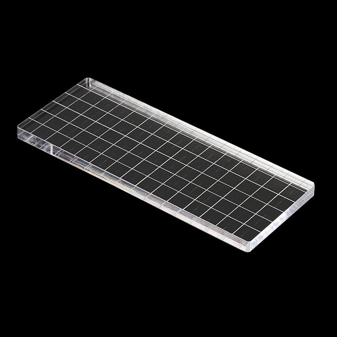 PATIKIL 6" x 3" Acrylic Stamp Block, 2 Pack Clear Stamping Block with Grid Lines Decorative Mounting Blocks Square for Scrapbooking DIY Crafts Card Making