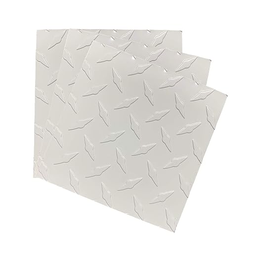 EAGLE 1: 12" x 12" 26 Gauge Sheet Metal Squares (3 Pack Per Order, Multiple Colors) Great for Arts, Crafts, DIY Home or Work Projects (6" X 6", White Diamond Plate)