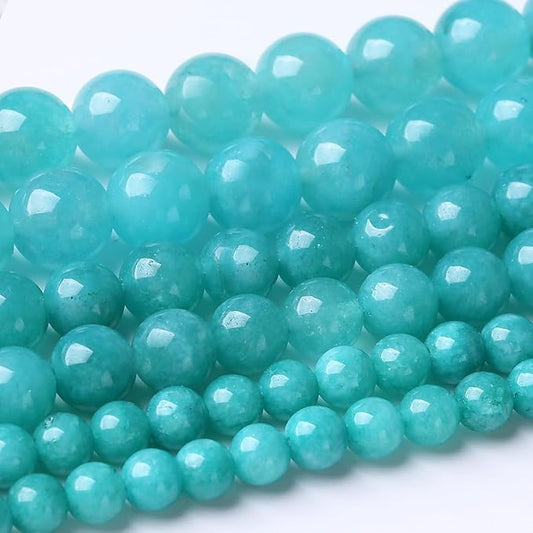 48PCS 8MM Lake Blue Chalcedony Stone Beads Energy Healing Beads for DIY Jewelry Bracelet Necklace Making for Jewelry Making 15Inch