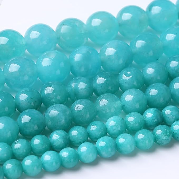 32PCS 12MM Lake Blue Chalcedony Stone Beads Energy Healing Beads for DIY Jewelry Bracelet Necklace Making for Jewelry Making 15Inch