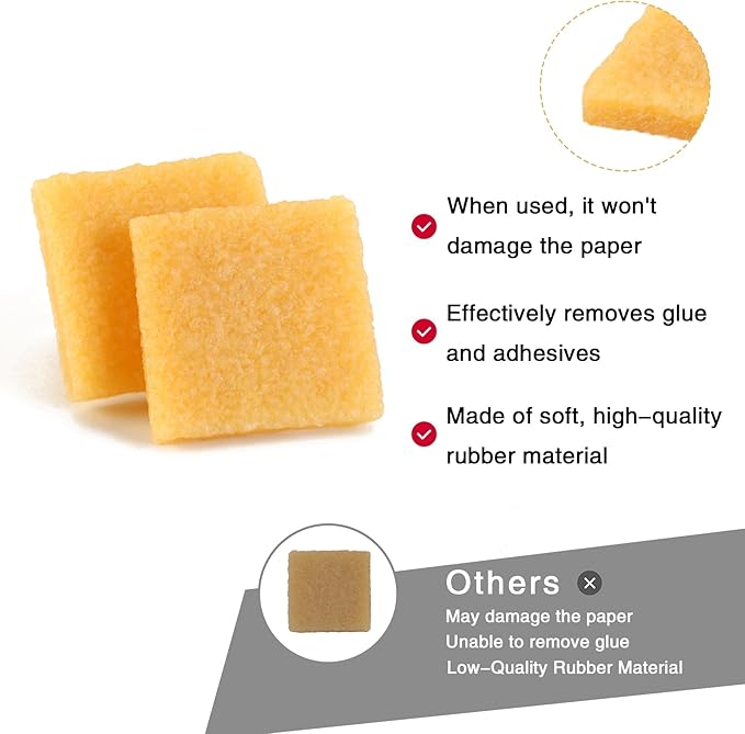 WHTCHSU 1Pcs Glue and Residue Eraser Rubber Cement Cleaner for Removing Adhesive and Residues from Paper Plastic and More